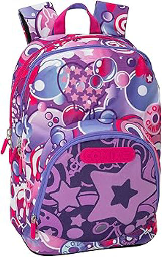 Picture of Bright Comix Bubbles Girl 3 Compartment Purple Backpack